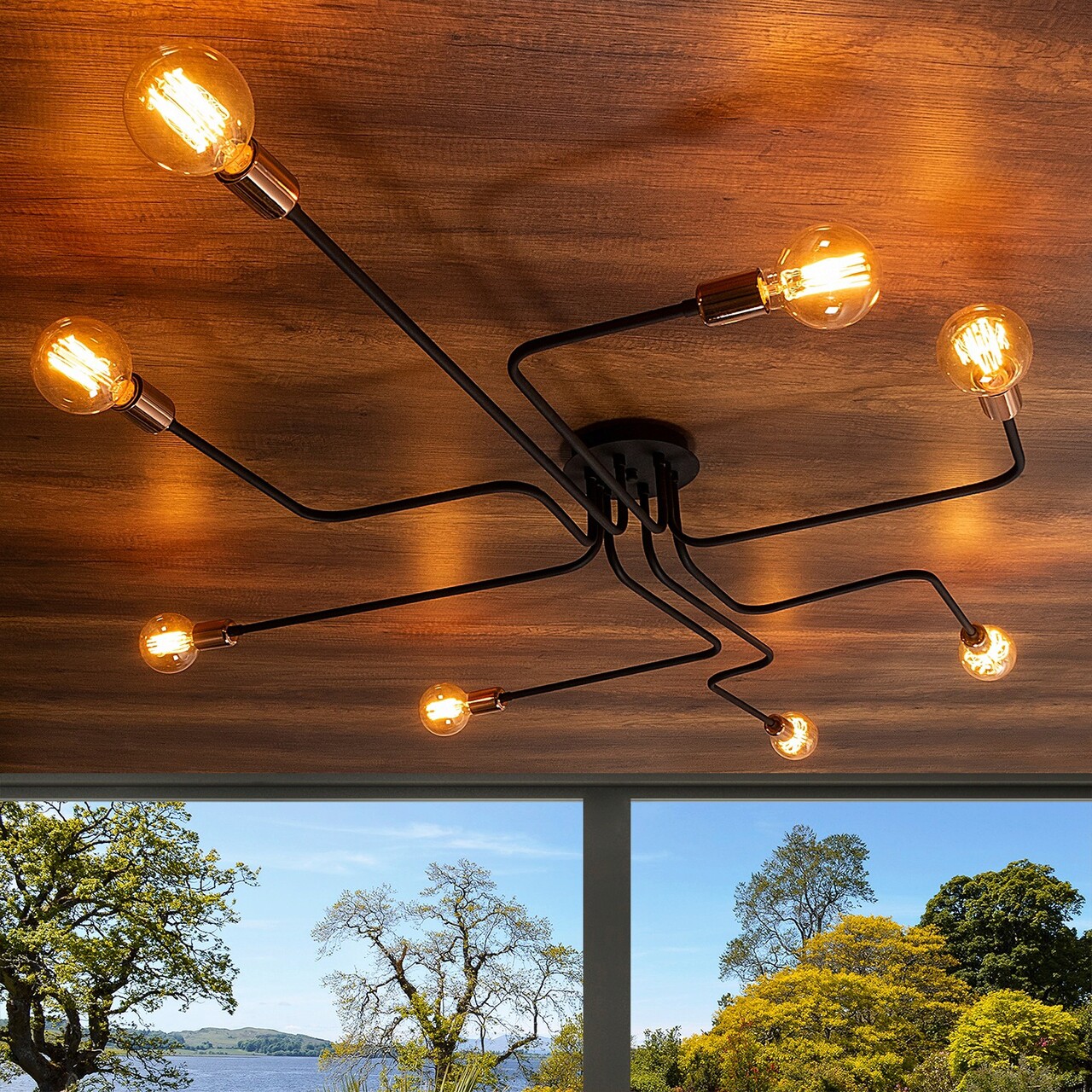 Lustra, Opviq, 525NOR1318, Negru - imagine 7